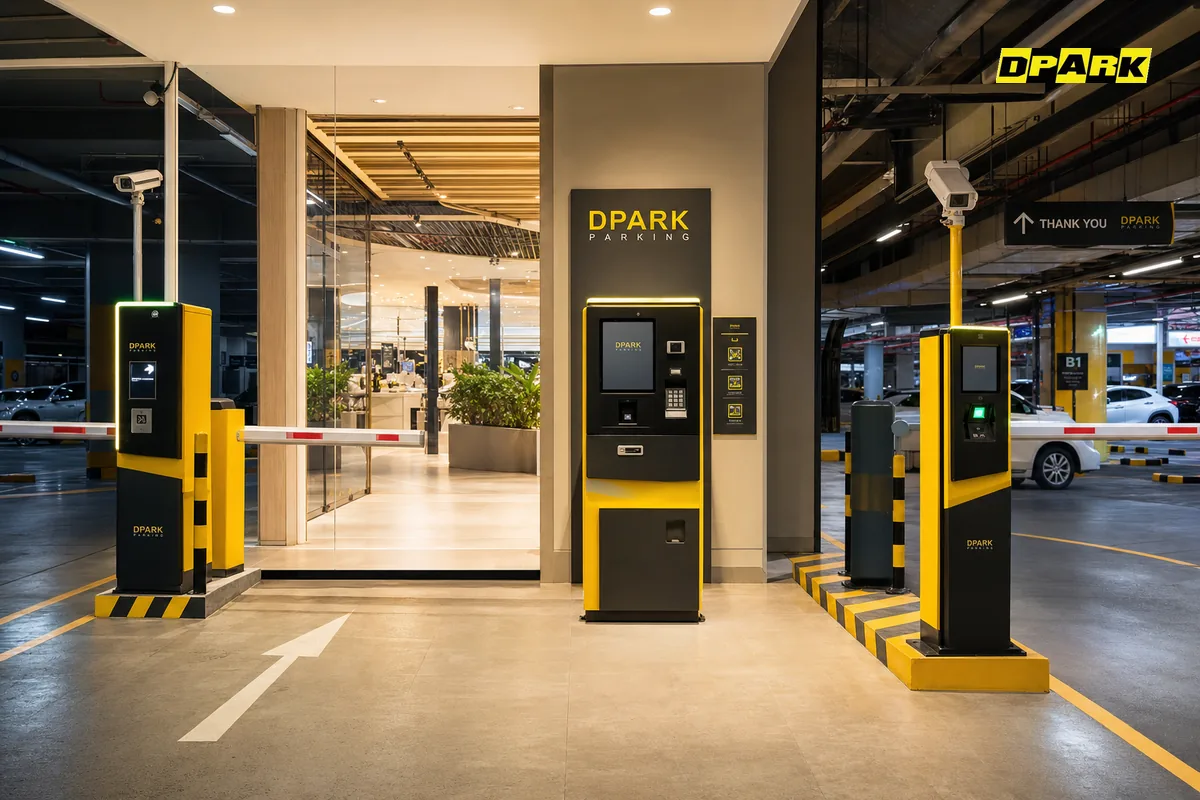 ระบบตู้กดบัตรจอดรถ DPARK ครบชุดที่ห้างสรรพสินค้า ตู้เข้า-ออก-ชำระเงิน